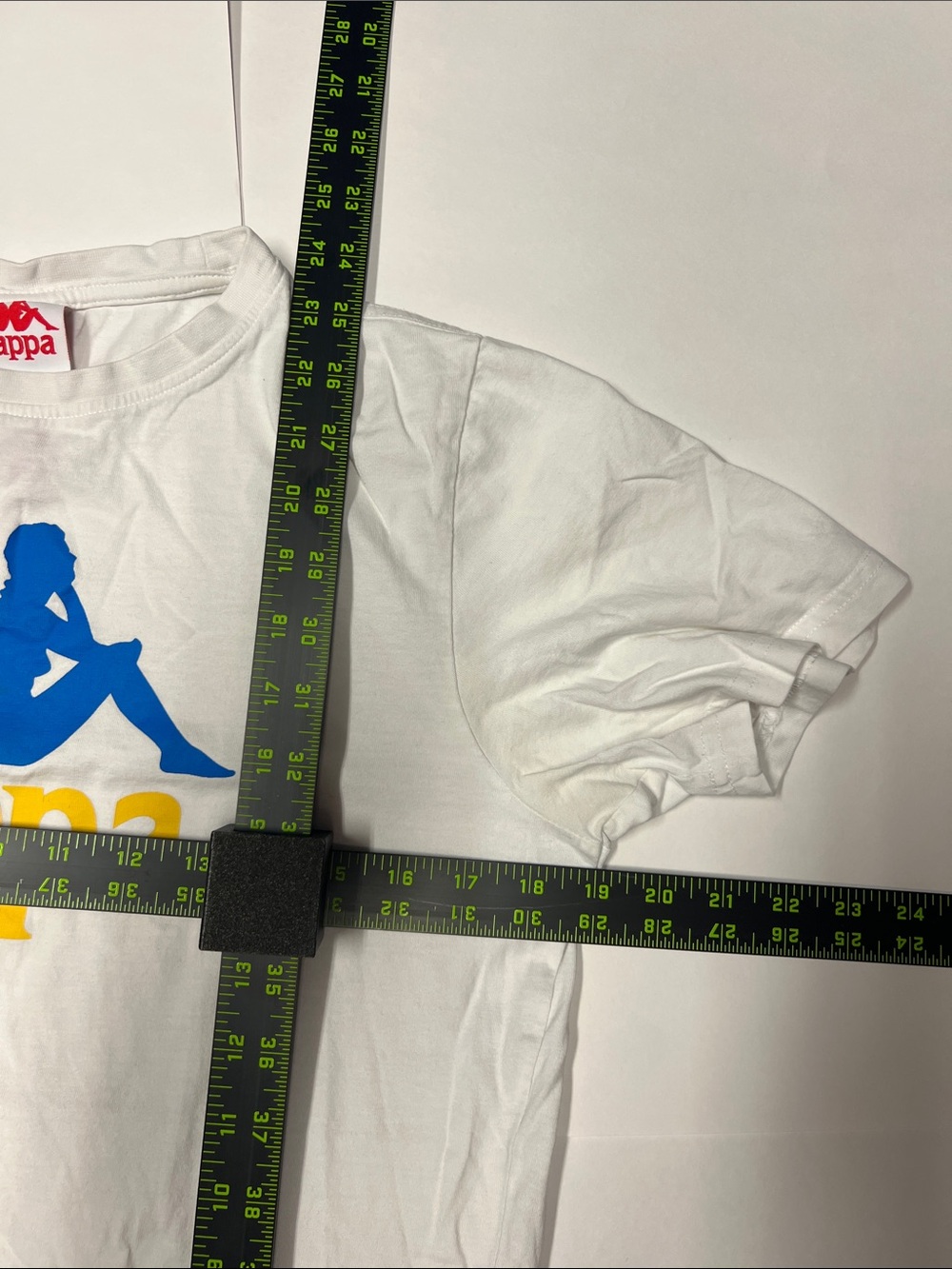 Kappa White Tee with Pink, Blue & Yellow Logo - Picture 2 of 3